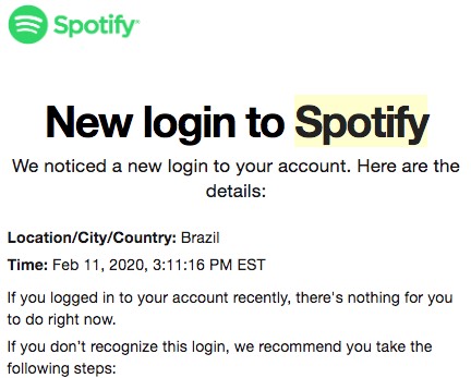 Aviso de segurança do Spotify